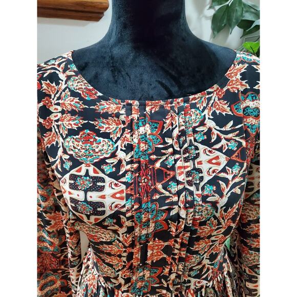 Forever21 Women Multicolor Rayon Round Neck Long Sleeve Knee Length Dress Size S - Picture 5 of 11